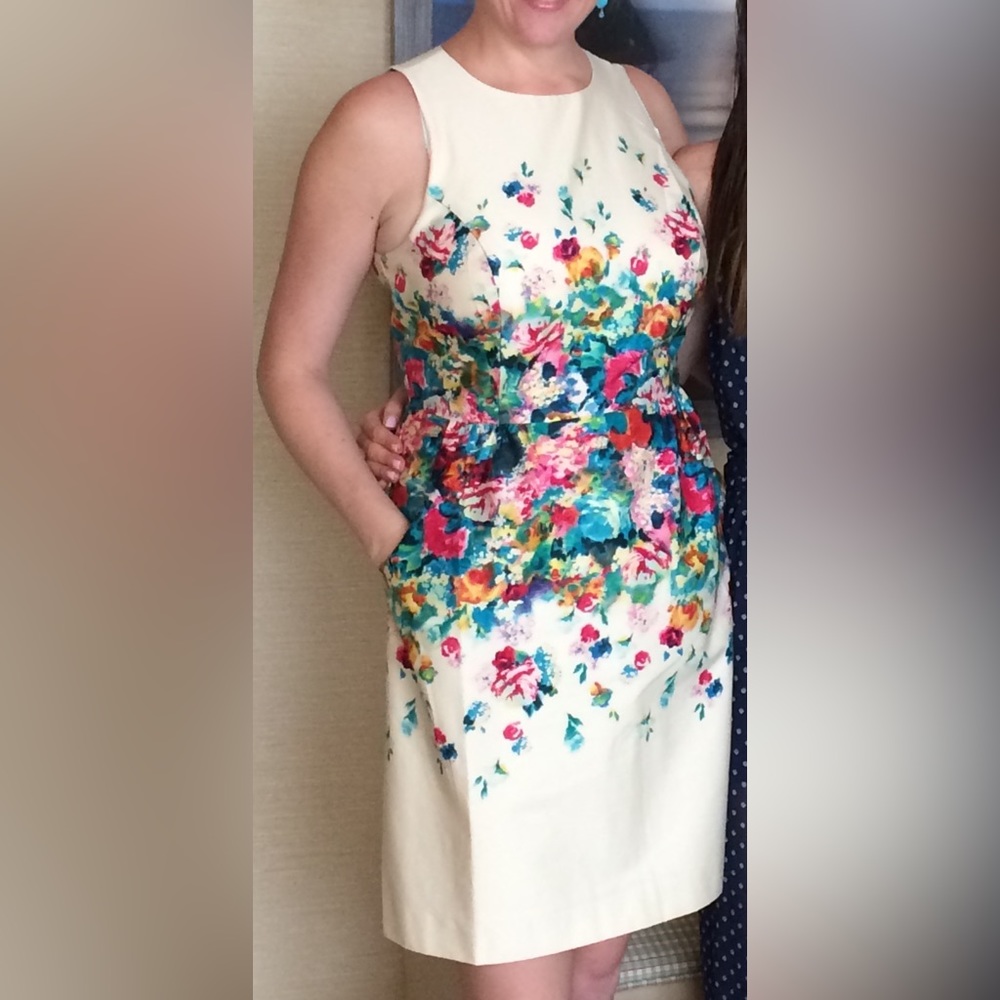 Anthropologie Maeve Floral Knee Length Dress, Sz 12 EUC